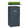 Produktbild: Paketbox XL Briefkasten Standbriefkasten mit Pflanzdach 117x50cm anthrazit - Grau