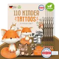 Produktbild: MeinBaby123 550 hautfreundliche Kinder Tattoos süße Tiere, Waldtiere Tattoo Kinder, Kindertattoos zum Aufkleben, vegan & made in Germany (5x Süße Tiere)