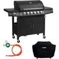 Produktbild: Taino - red 6+1 Brenner Gasgrill Abdeckung Set Gasregler bbq Grill Zubehör Cover