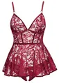 Produktbild: Cottelli Curves Damen Babydoll-Set Bordeaux XXL