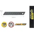 Produktbild: Messerklinge, Cuttermesserklinge ultrascharf Excel Black, OLFA LBB 50 Stück  18mm für Pappe, Leder, Tapete, Folie und Trockenbau