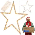 Produktbild: Modo24 Dekostern DIY MODOSTAR Weihnachtsstern Set aus FSC Holz 2D und 3D in 3 Breiten, zum Garten & Terrasse, wetterfest, faltbar & stabil, Weihnachtsdeko beige 139 cm