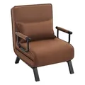 Produktbild: WOLTU Schlafsessel 3 in 1 mit bettfunktion, Gästebettfür, Schlafsofa mit Bettfunktion, Verstellbarer Rückenlehne, Wohnzimmer, Schlafzimmer, Balkon, Metallrahmen Leinen, 65 x 75 x 78cm, Braun