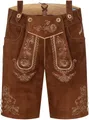 Produktbild: STEIGENHÖFER Lederhose Herren Tracht kurz - Ludwig - Trachtenhose mit Trägern - 100% Rindsleder - Traditionelle Echtlederhose - Ideal für Dein Oktoberfest Herren Outfit - Braun - 58