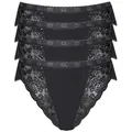Produktbild: sloggi Tai-Slip Chic (4er Pack) hoher Beinausschnitt, feminin, Spitzeneinsätze, weich, elastisch schwarz 38
