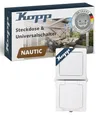 Produktbild: Kopp NAUTIC Wechselschalter-Steckdosen-Kombination in Arktis-Weiß - Sichere Aufputz-Steckdose mit Deckel & erhöhtem Berührungsschutz - Senkrechter IP44 Feuchtraum-Schalter mit Steckdose 16A / 250V~