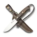 Produktbild: Joker CN144 Jagdmesser Ranger – 11 cm Klinge, Walnussholzgriff, braune Lederscheide – Outdoor-, Angel-, Jagd- und Campingmesser