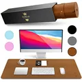 Produktbild: HAMZAM PU Leder Schreibtischunterlage groß 90x40cm - Premium Schreibunterlage Schreibtisch hochwertig genäht - Schreibtisch Unterlage mit Mauspad Funktion - Tischunterlage Schreibtisch - Desk Mat