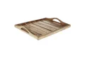 Produktbild: Macosa Home Dekotablett Holztablett Mangoholz Braun 30 cm rechteckig mit Griffen (Mangoholztablett, Servierplatte Obsttablett Wohnaccessoire modern), Tablett Dekotablett Tisch-Dekoration Kerzenteller