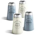 Produktbild: com-four® 4x Gewürzstreuer aus farbigem Glas - Salz- und Pfefferstreuer im altenglischen Landhausstil - Würzschüttler optimal für grobes Salz - Küchenzubehör Country-/Western-Style (4-teilig - Glas)