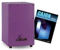 Produktbild: XDrum KC-37VT Kinder-Cajon Set - Kleine Cajon speziell für Kinder - Nur 36 cm hoch - Snare-Effekt durch stimmbare Gitarrensaiten - Spar-Set mit Cajon-Schule für Einsteiger - Violett