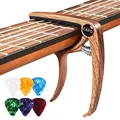 Produktbild: Kapodaster für Gitarre Capo Gitarren mit 6 Plektren, Capodasta Gitarre für Ukulele Westerngitarre E-Gitarre, Metall Holz