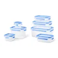 Produktbild: EMSA Clip & Close Frischhaltedosen-Set, 0,15 u. 0,2 u. 2 x 0,55 u. 1,1 u. 1 u. 2,2 L, mit Deckel, Aufbewahrungsboxen, 100 Prozent dicht, spülmaschinen-, gefrier-, mikrowellenfest, Blau, N10316