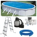 Produktbild: Planet Pool Premium Ovalpool-Set 5,35 x 3,00 x 1,20 m, frei aufstellbar, feuerverzinkte Stahlwand, UV-stabilisierte Innenhülle, Skimmer, Sandfilter mit 4 m³/h und 6-Wege-Ventil, Sicherheitsleiter