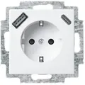 Produktbild: Busch-Jaeger 20 EUCB2USBAC-914 Schutzkontakt-/USB-A+C Steckdose Safety+, mit Befestigungskrallen, alpinweiß glänzend, Busch-balance SI
