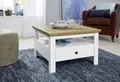 Produktbild: Couchtisch Wohnzimmertisch Landhaus Beistelltisch mit Schublade Eiche weiß 70 cm