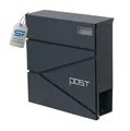 Produktbild: SCHARTEC® Design Briefkasten SPB-3 anthrazit mit Zeitungsfach modern & groß Wandbriefkasten Postkasten