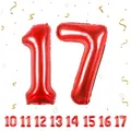 Produktbild: Geburtstag zahlen luftballon 17 jahre | Folienballon Rot- Folienballon in 40
