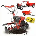Produktbild: Gartenhacke Benzin 7 PS mit Anhänger 300 kg Motorhacke Einachser Set 81-104 cm