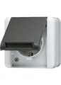 Produktbild: Jung 820W SCHUKO Steckdose, 16 A 250 V ~, Klappdeckel, senkrecht, IP 44, ...