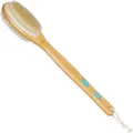 Produktbild: Relaxdays Rückenbürste, doppelseitige Duschbürste, langer Stiel, 44 cm, mit Anti-Rutsch-Pads, zum Duschen, natur/weiß