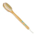 Produktbild: Relaxdays Rückenbürste, doppelseitige Duschbürste, langer Stiel, 44 cm, mit Anti-Rutsch-Pads, zum Duschen, natur/weiß