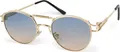 Produktbild: styleBREAKER Damen Panto Sonnenbrille mit ovalen Flachgläsern und Metall Bügel, Federn, Silikon Nasenauflage 09020117