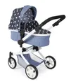 Produktbild: Bayer Chic 2000® 2in1 Puppenwagen Mika – Sternchen Navy – faltbar – höhenverstellbarer Griff 47-80 cm – modernes Gestell – Puppen bis 52 cm – 4-8 J.