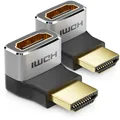 Produktbild: deleyCON 2 Stück HDMI Adapter Kupplung Verbinder 270° Winkel 8K@60Hz / 4K@120Hz UHD Aluminium HDMI 2.1 ARC HDR10+ Dolby Vision VRR ALLM 48Gbps 270° Gewinkelt Grau Schwarz