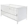 Produktbild: roba Kombi Kinderbett 70 x 140 - Gitterbett 3-fach höhenverstellbar - 3 Schlupfsprossen - Babybett umbaubar zum Juniorbett - Holz weiß