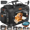 Produktbild: LOVPET® Transportbox Hund Katze Transporttasche L 70x52x52cm | Hunde-Tragetasche Faltbare Katzentasche | Haustier-Transportbox inkl. Hundenapf & Schultergurt | für Katzen & Hunde Schwarz