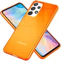 Produktbild: NALIA Neon Silikonhülle für Samsung Galaxy A53 - Knallige Signal-Farbe & Linsenschutz - Vibe (Transparentes Case) - Marke aus Berlin, Farbe:Orange