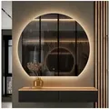 Produktbild: Planetmöbel Dekospiegel AUBE (Dimmbar mit Touch-Schalter, 100x50cm, Dekorativer Wandspiegel mit Dimm-Funktion), LED Spiegel 100 cm x 90 cm