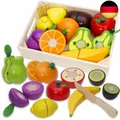 Produktbild: Airlab Kinderküche Spielküche Zubehör aus Holz, Küchenspielzeug Schneiden Obst G