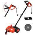 Produktbild: Grafner 2in1 Rasenkantenschneider und Fugenbürste, mit Messer und Bürste, ergonomischer Teleskopstiel, 3-Fach einstellbare Schnitttiefe, Führungsschiene für präzise Kanten und saubere Fugen Rot
