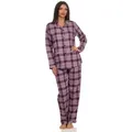 Produktbild: Normann Pyjama Damen Flanell Schlafanzug langarm mit Knopfleiste und Reverskragen rot 40/42