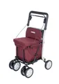 Produktbild: Carlett - Supermarkt-Einkaufswagen - Medizinisch geprüft - Sitz mit integrierter Rückenlehne - 4 Räder mit 3 Positionen - Kapazität 15 kg - Abnehmbare Tasche 29L - Farbe Rot