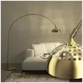 Produktbild: tectake Stehlampe Bogenleuchte, LED, Verstellbare Bogenlampe aus Stahl im eleganten Retro-Design goldfarben