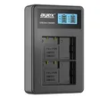 Produktbild: ayex USB Dual Ladegerät Kompatibel mit Panasonic DMW-BMB9E Akkus für zB DMC-FZ1000 DMC-FZ150 DMC-FZ70 DMC-FZ72 DMC-FZ60 Lädt per USB zB an Laptop & Powerbank mit LCD-Ladestandanzeige