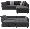 Produktbild: Ecksofa Schlafcouch L-Garnitur ausziehbar Ottomane rechts Mikrofaser Anthrazit / 17007
