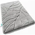 Produktbild: Karat Badematte Maris Badvorleger Badteppich mit Blattstruktur Silber 40 x 60 cm