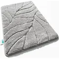 Produktbild: Badematte Maris Flauschiger Badvorleger Mit Blattstruktur Silber 40 X 60 Cm