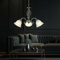 Produktbild: Hängelampe Hängeleuchte Kronleuchter Glasleuchte Esszimmer Lampe Altmessing, Glas, 3 Flammig, 3x E27 Fassungen, Dxh 60x120 Cm