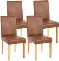 Produktbild: 4er-Set Esszimmerstuhl Stuhl Küchenstuhl Littau  Textil, WildKunstleder, helle Beine