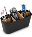Produktbild: Toaren Bambus Trennwände Toothbrush Holder Zahnbürstenhalter,Herausnehmbarer Zahnputzbecher Kunststoff,Elektrische Zahnbürste Halterung Badezimmer Organizer mit 1 Zahnpastafach 4 Zahnbürstenfächer