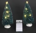 Produktbild: 2er Set künstliche Tanne Dekotanne 15cm mit weißer LED Lichterkette warmweiß