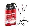 Produktbild: FireLoq 2X 2kg Pulver Feuerlöscher für Brandklasse ABC mit 13A | 89B | C ergibt 4 LE Dauerdruck inkl. Prüfnachweis,Wandhalter und Manometer