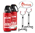 Produktbild: FireLoq 2x 2kg Pulver Auto Feuerlöscher mit Schutzkappe ABC, Prüfnachweis,Halter
