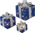 Produktbild: Bambelaa! LED Beleuchtetes Geschenkboxen-Set, 3-tlg (Blau-Silber)