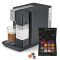 Produktbild: Tchibo Qbo MILK MASTER Premium Kapselmaschine inkl. 16 recyclebare Qbo Kapseln für Cappuccino, Espresso, Caffè Crema, Milchschaum auf Knopfdruck mit abnehmbarem Milchtank 300ml, Gentle Grey